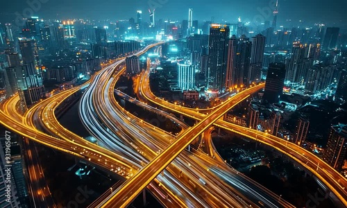 
Illustration of urban connectivity in a smart city with advanced infrastructure, showcasing sleek buildings and interconnected transportation systems for a futuristic environment.