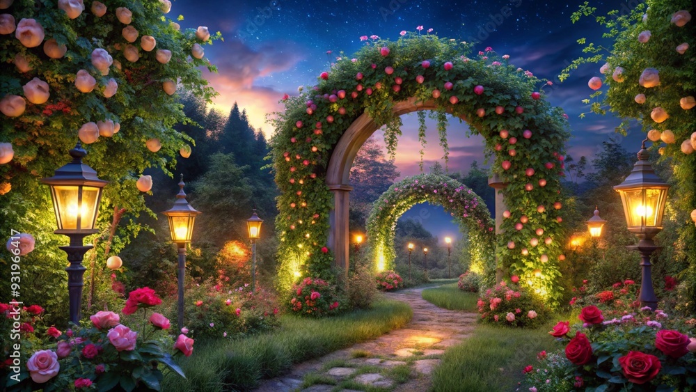Fototapeta premium An enchanted garden at twilight