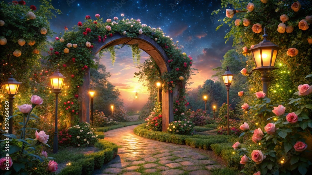 Fototapeta premium An enchanted garden at twilight