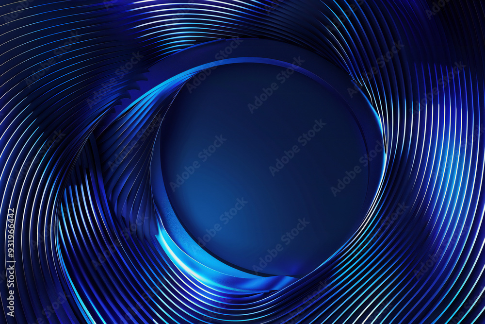 Obraz premium Abstract Blue Circular Light Rings - Futuristic and Glowing Digital Art with Swirling Motion and Vibrant Energy