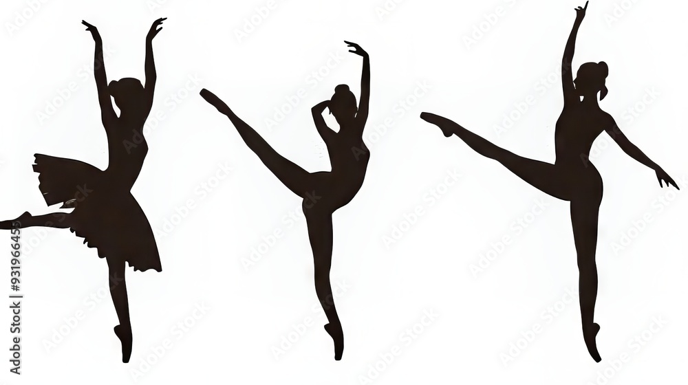 custom made wallpaper toronto digitalThree graceful female ballet dancers in elegant poses against a white background.