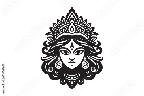 Goddess  Durga  vector art illustration photo