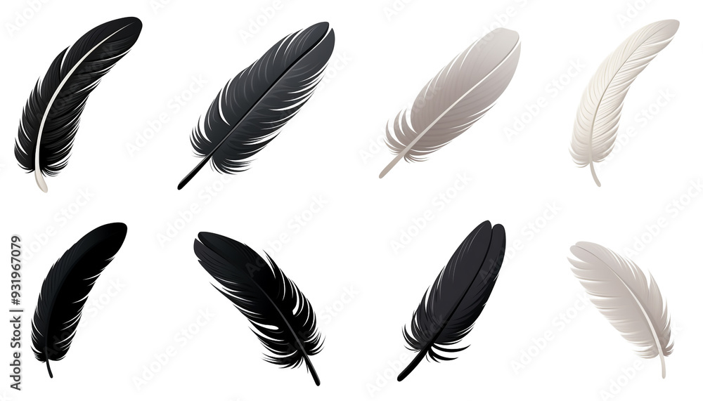  Vector 3d Realistic Different Falling Black Fluffy