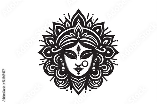 Goddess  Durga  vector art illustration
