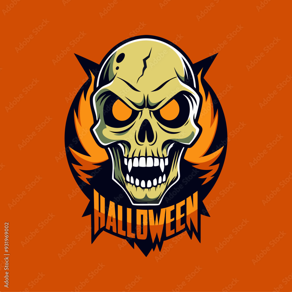 Obraz premium halloween skull cartoon character