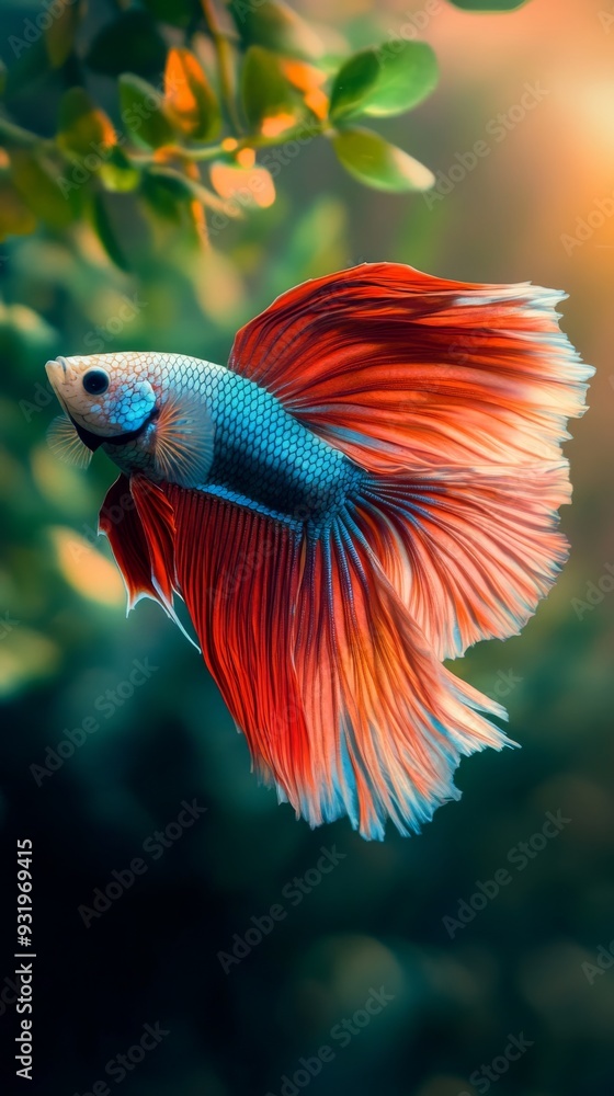Betta fish with vibrant red and blue Betta fish with vibrant red and blue
