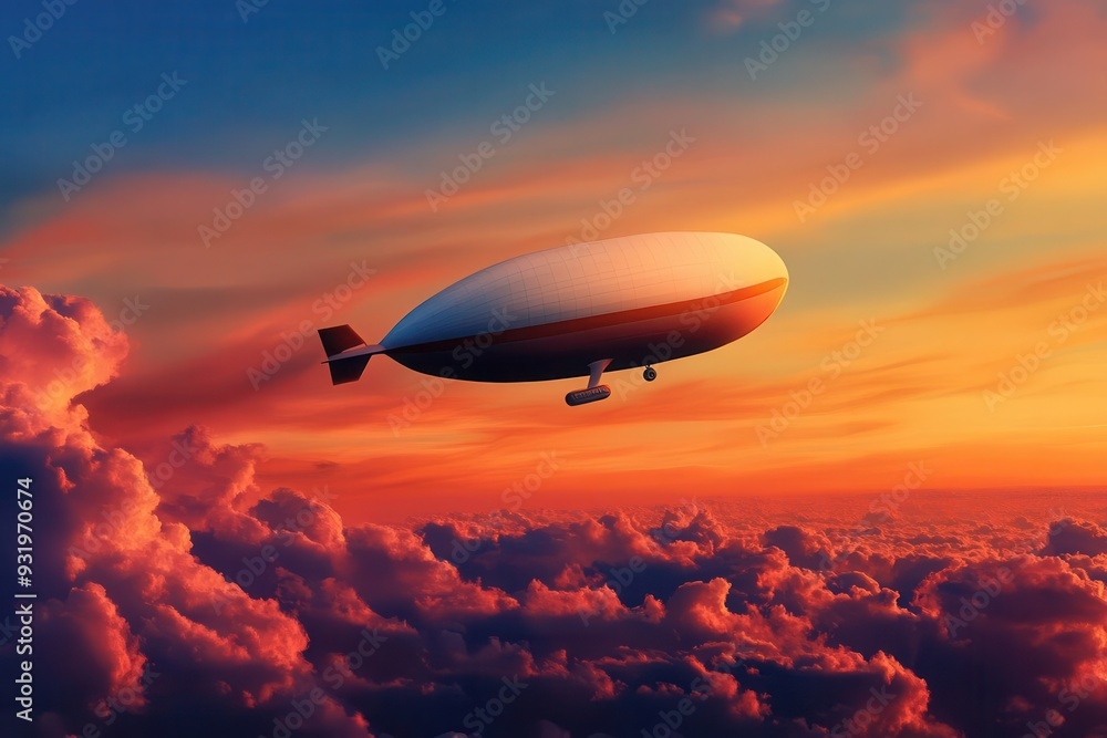 A serene scene of a blimp soaring through colorful sunset clouds, showcasing tranquility and adventure in the sky. A serene scene of a blimp soaring through colorful sunset clouds, showcasing tranquility and adventure in the sky.