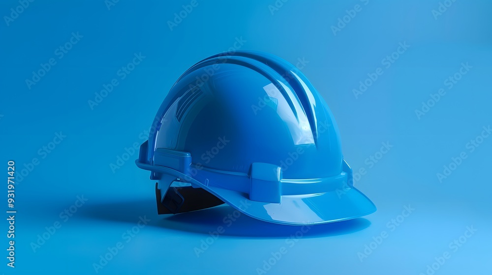 Blue construction safety helmet on a clean background Blue construction safety helmet on a clean background