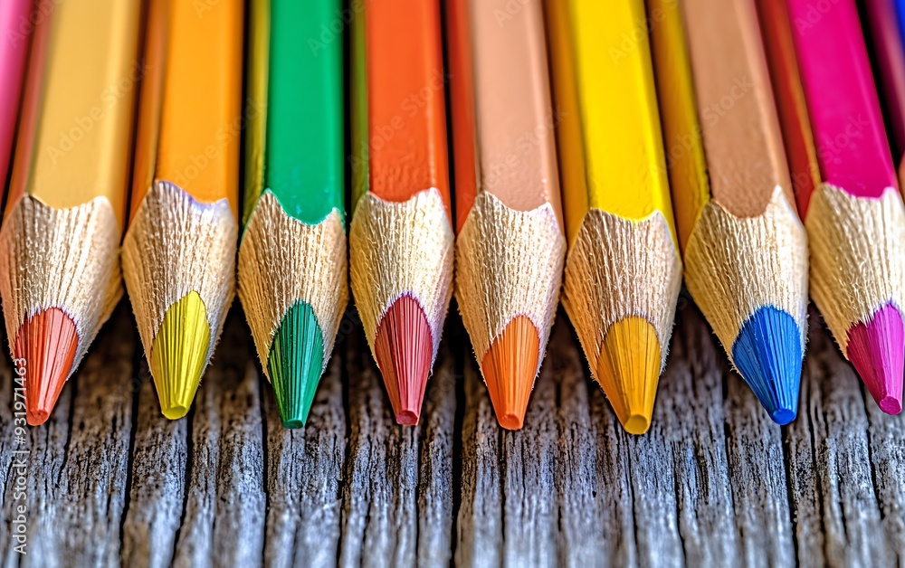 Set Of Colorful Pencils On Burlap Set Of Colorful Pencils On Burlap