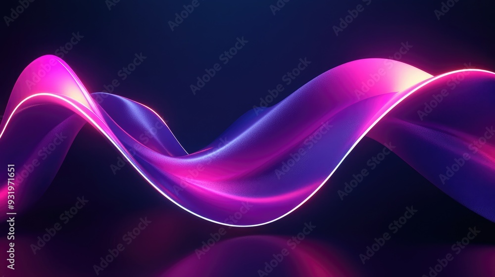 3D rendering of an abstract neon backdrop featuring a luminous undulating ribbon design 3D rendering of an abstract neon backdrop featuring a luminous undulating ribbon design