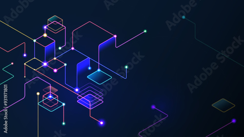 Digital geometric tech line pattern elements abstract background