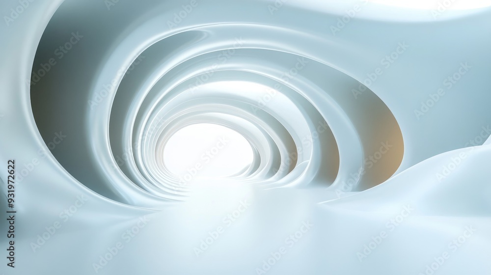 Fototapeta premium Abstract architectural background featuring a curved interior design in a 3D render