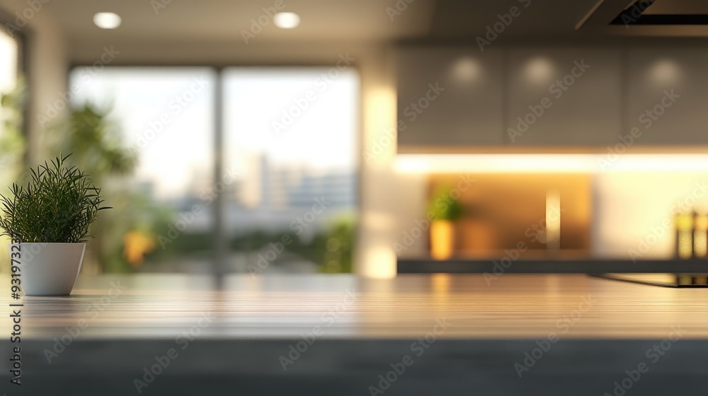 Abstract background of a modern kitchen interior with a blurred focus Abstract background of a modern kitchen interior with a blurred focus