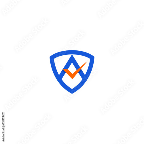 Free Download Shield blue logo, letter A arrow symbol, check list icon - GFXLoad