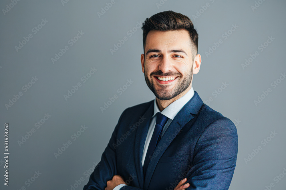 A man in a suit and tie is smiling and posing for a picture A man in a suit and tie is smiling and posing for a picture