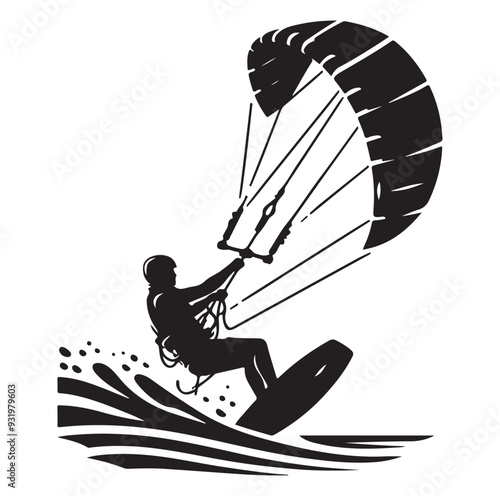 kitesurfing silhouette illustration icon vector
