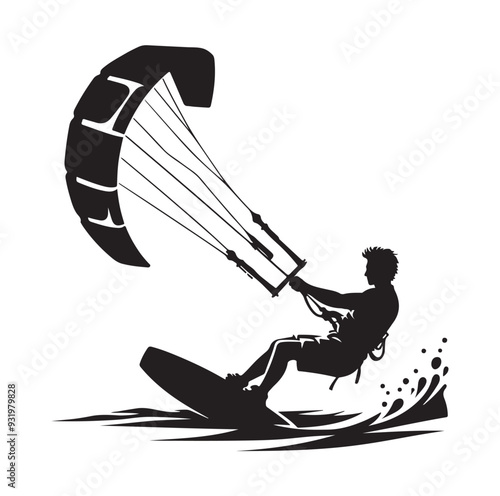 kitesurfing silhouette illustration icon vector
