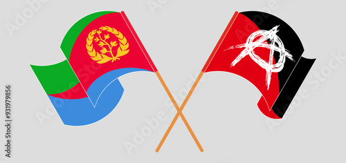 Crossed and waving flags of Eritrea and Anarchy