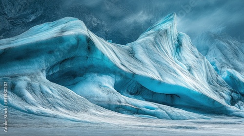 Arctic wildlife photography showcasing a glacier landscape, with enhanced contrast and brilliance, highlighting the icy wilderness. photo