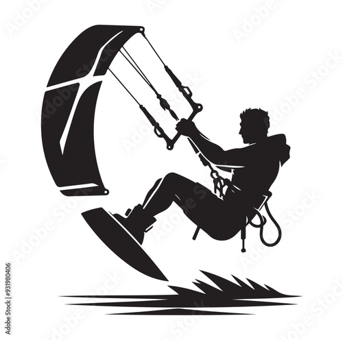kitesurfing silhouette illustration icon vector