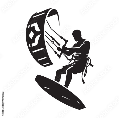 kitesurfing silhouette illustration icon vector