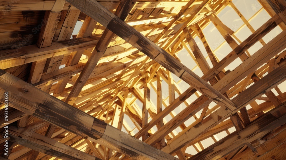 Wooden Roof Structure of a House Under Construction Wooden Roof Structure of a House Under Construction