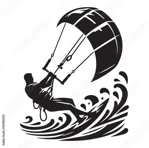kitesurfing silhouette illustration icon vector
