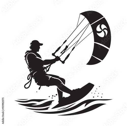 kitesurfing silhouette illustration icon vector