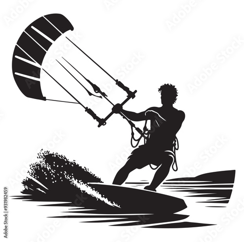 kitesurfing silhouette illustration icon vector
