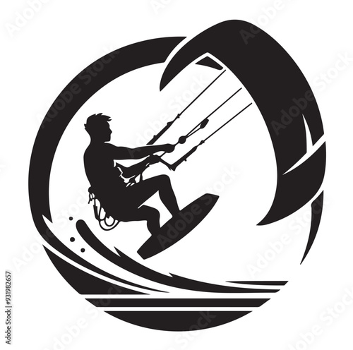 kitesurfing silhouette illustration icon vector