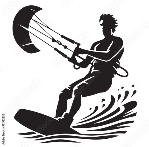 kitesurfing silhouette illustration icon vector