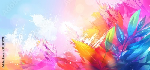 Vibrant Abstract Background with Colorful Leaves