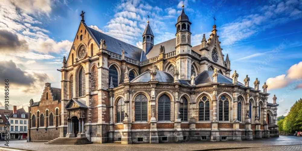 Naklejka premium Historic church with stunning architecture and intricate details in Verviers, Belgium , Eglise Saint-Remacle, Verviers