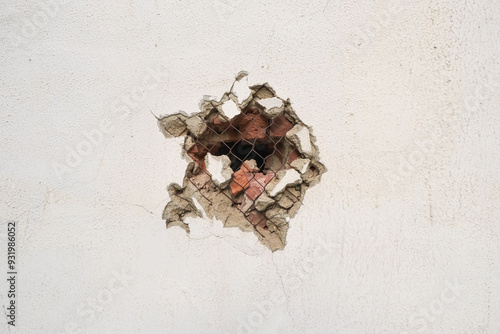 interesting gap in a brick wall covered