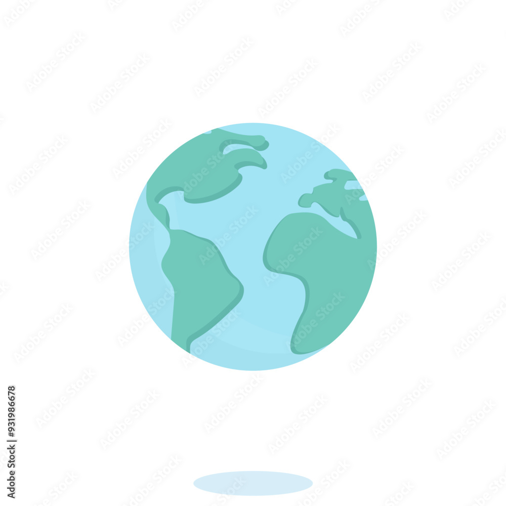 Planet Earth with shadow on white background Planet Earth with shadow on white background