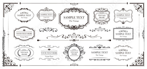 Vector Vintage Frame Set. Ornamental label frames. Old ornate emblem. Decorative sticker and borders..eps
