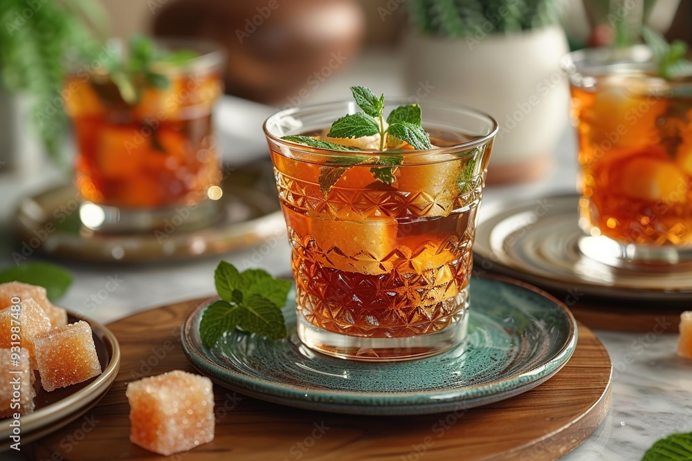 Refreshing Mint Tea with Sugar Cubes Refreshing Mint Tea with Sugar Cubes