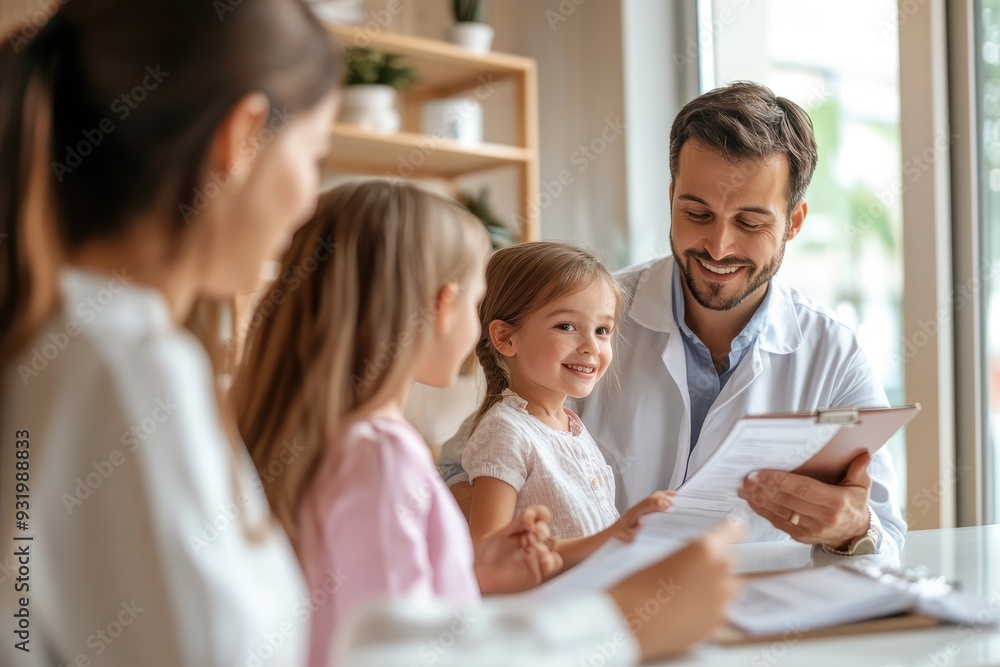 Financial Adviser Discussing Life Insurance Benefits with Young Family in Bright Setting - Side View Financial Adviser Discussing Life Insurance Benefits with Young Family in Bright Setting - Side View
