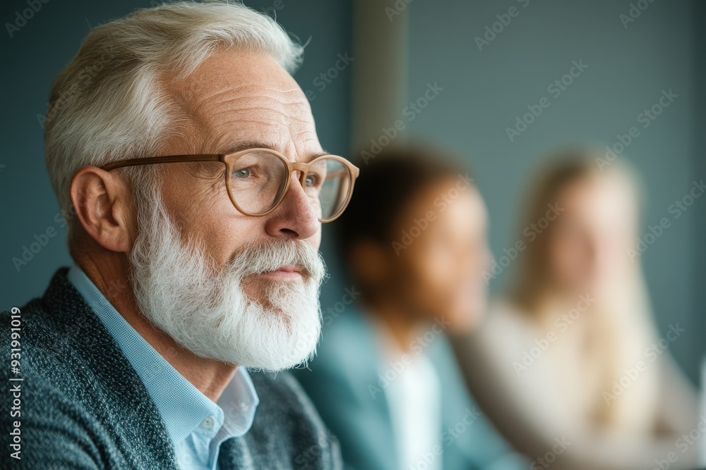 Financial Adviser Providing Retirement Planning Advice to Teacher in Serene Setting, Side View Financial Adviser Providing Retirement Planning Advice to Teacher in Serene Setting, Side View