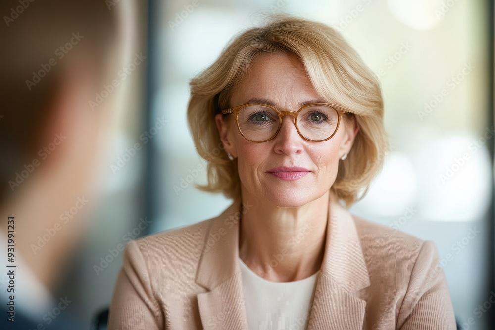 Financial Adviser Providing Investment Guidance to Middle-Aged Woman in Warm Tones - Medium Shot Financial Adviser Providing Investment Guidance to Middle-Aged Woman in Warm Tones - Medium Shot