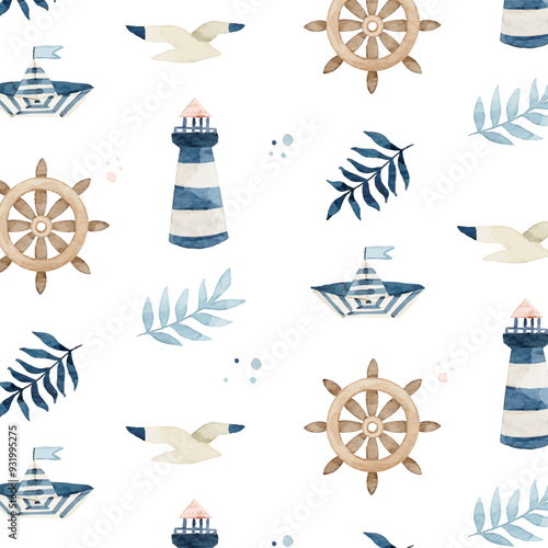 Nautical Watercolor Pattern Watercolor 