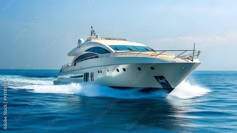 3. **A luxury yacht with elegant lines and a glossy surface 3. **A luxury yacht with elegant lines and a glossy surface