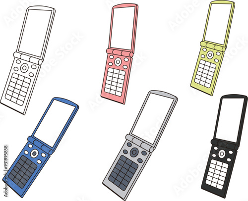 携帯電話_セット_カラフル