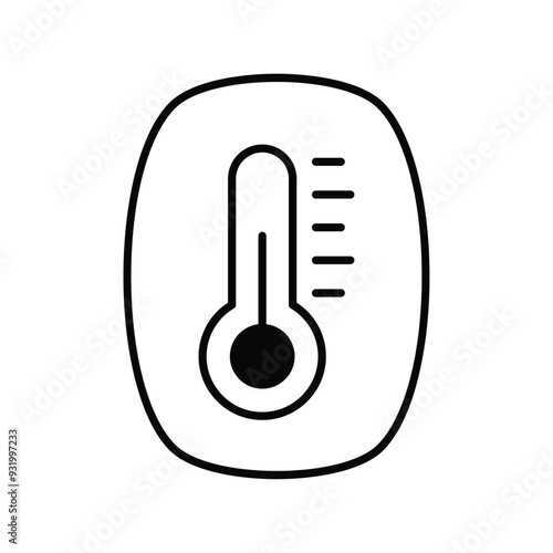 thermometer glyph icon with white background vector stock illustration