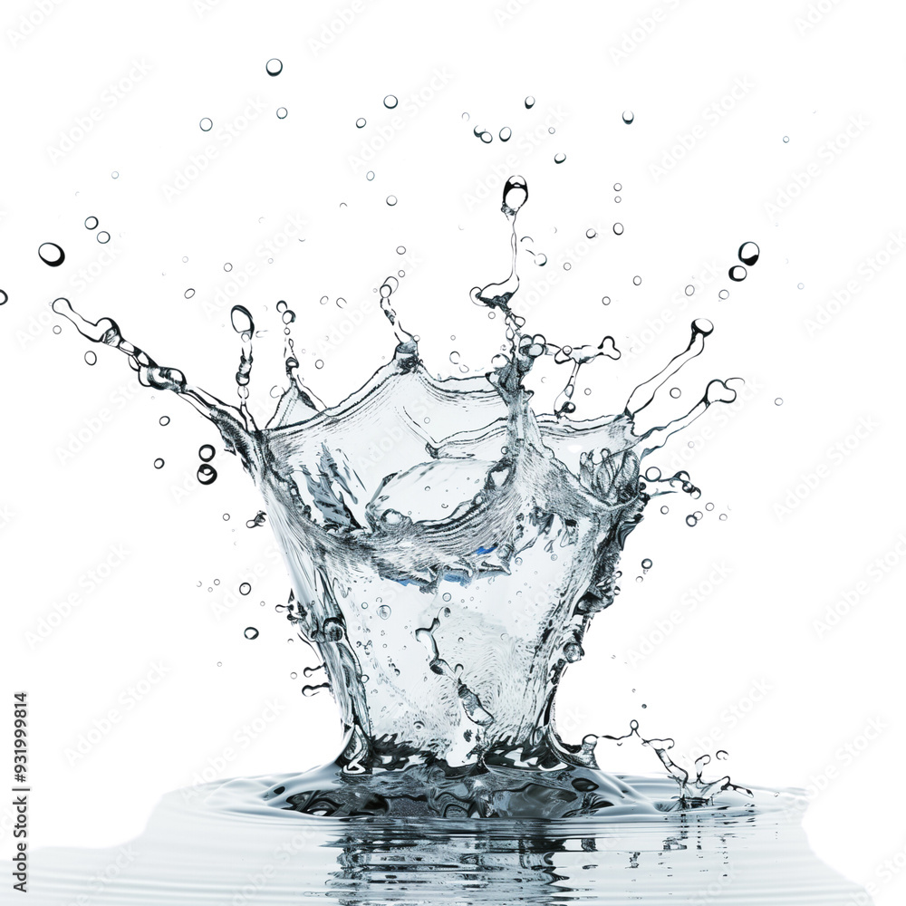 A high-resolution photo of a water splash, isolated on a transparent background A high-resolution photo of a water splash, isolated on a transparent background