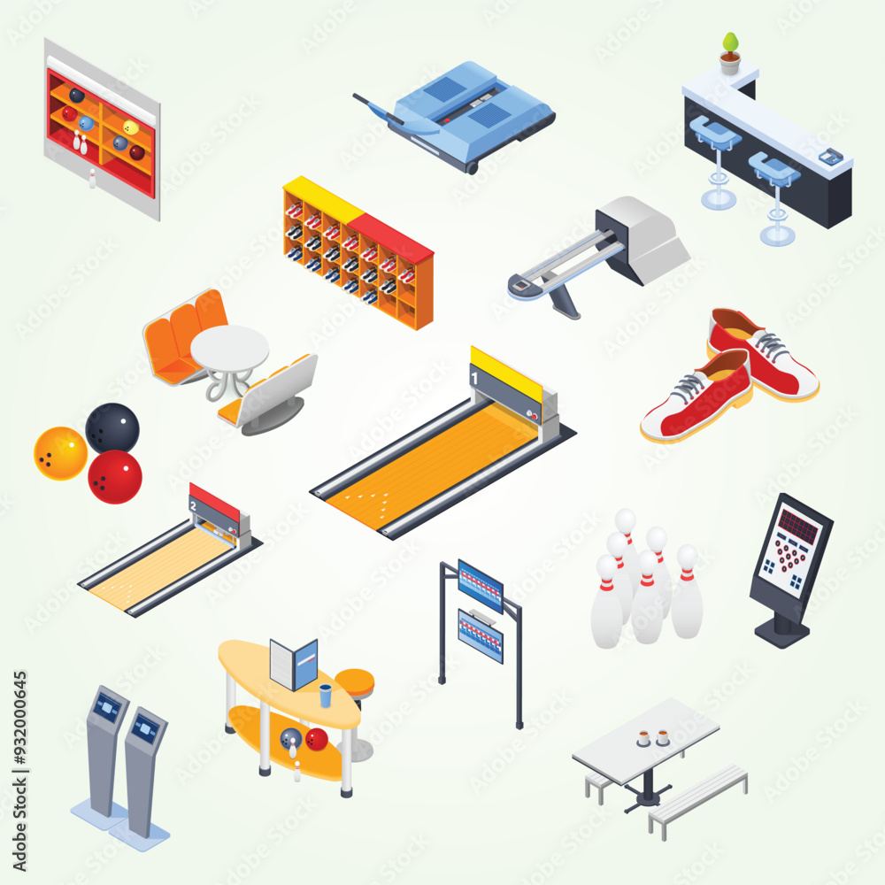 bowling isometric icons bowling isometric icons
