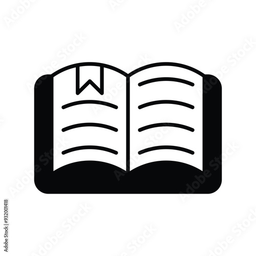 book glyph icon with white background vector stock illustration