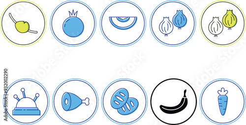 Vitamins and minerals flat icons set collection