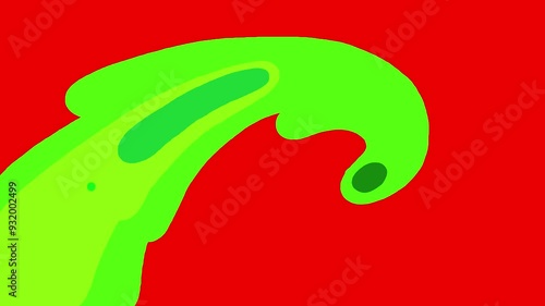 Liquid transition wipe green yellow redbox isolated. Cartoon animation motion element background.
 photo