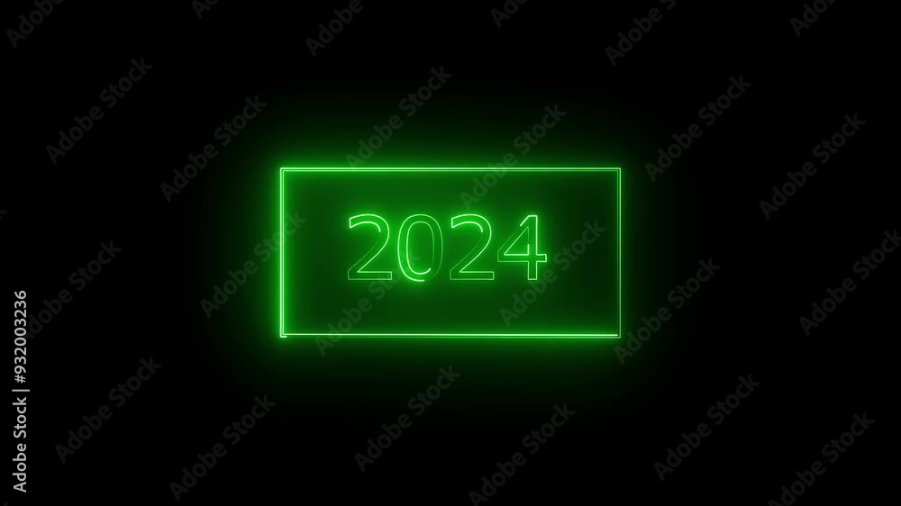 2024 neon text animation for Christmas year, black background. 2024 neon text animation for Christmas year, black background.